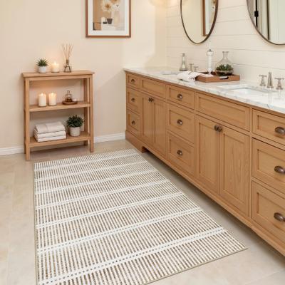 Bluebell Ultra Thin Striped Area Rugs, Washable, Oeko-Tex Certified, Farmhouse