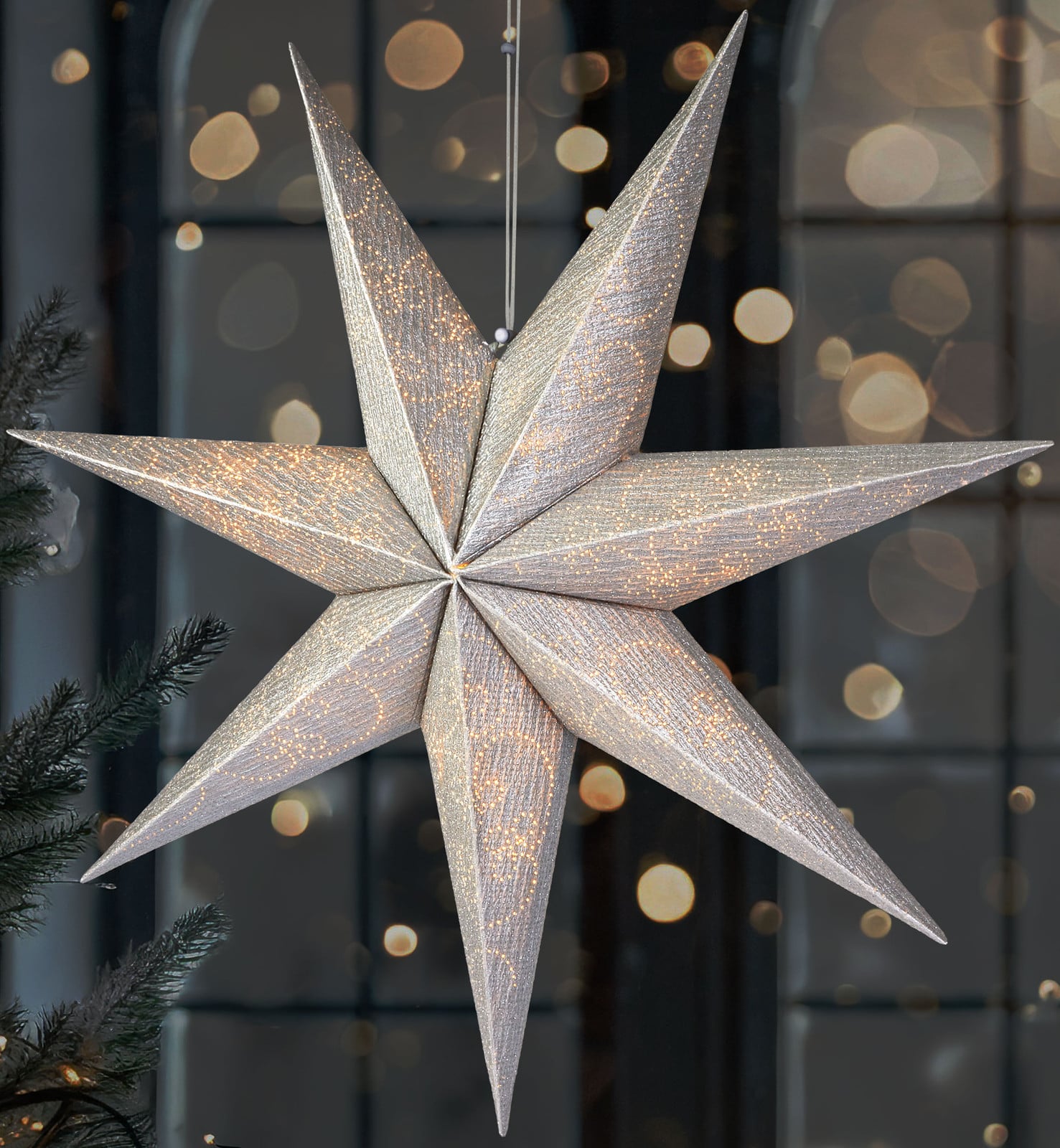 Brubaker LED Adventsster Zilver - Hangende Kerstster voor Binnen - 60 cm