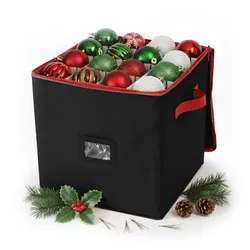 Relaxdays Weihnachtskugel Aufbewahrungsbox Rot,Schwarz