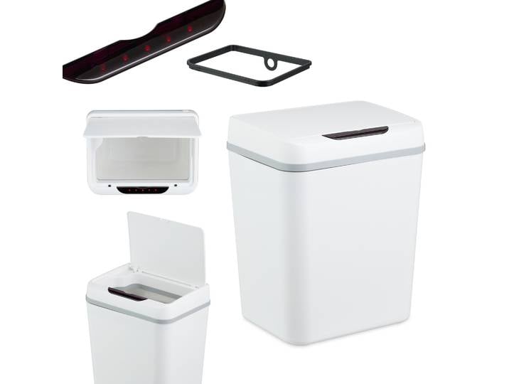 Bad Mülleimer 9L mit Sensor Weiss-Schwarz-Grau