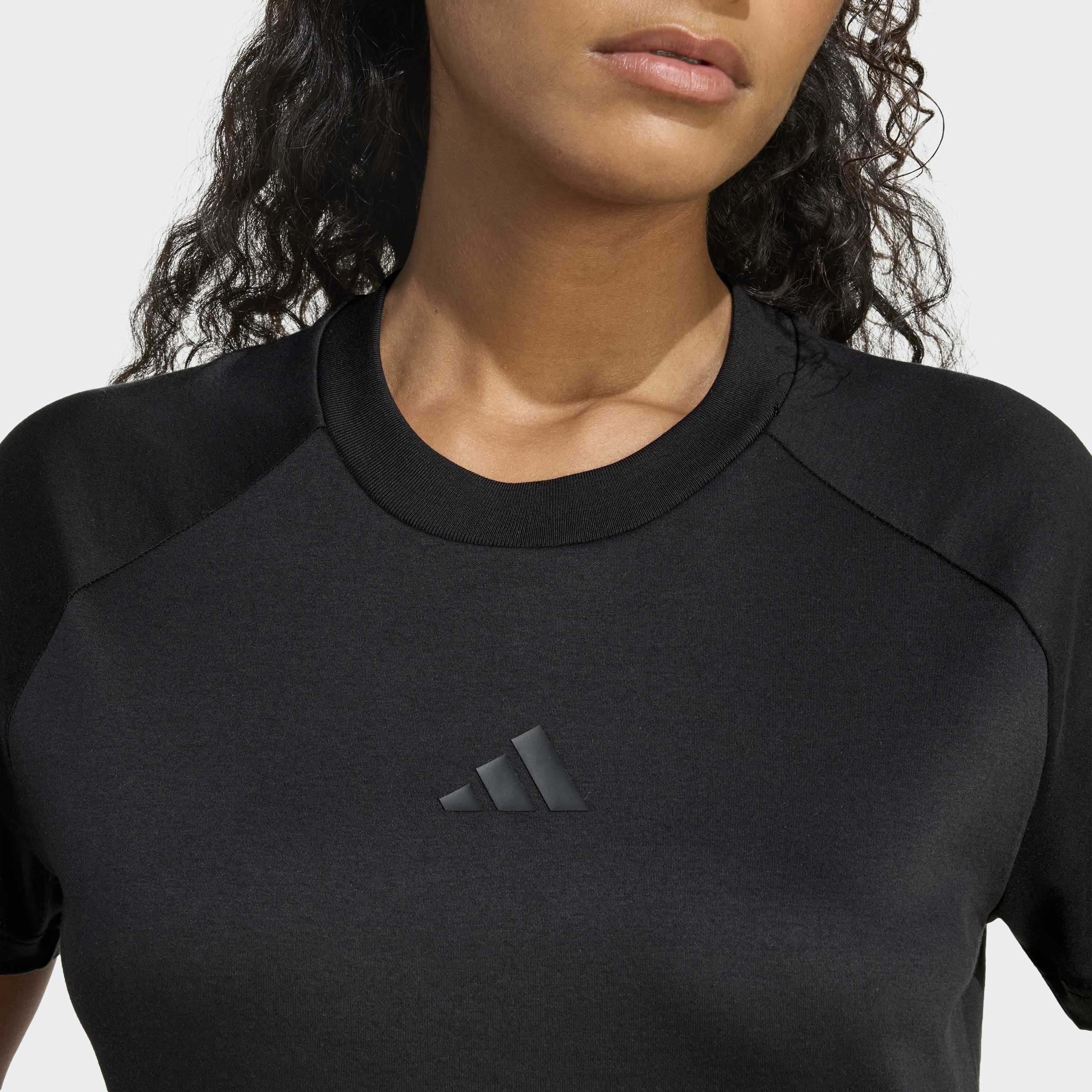 T-Shirt ADIDAS SPORTSWEAR "SOFT LUXUS", Damen, Gr. M, schwarz, Obermaterial: 100% Baumwolle, Rundhals, Shirts T-Shirt schwarz M