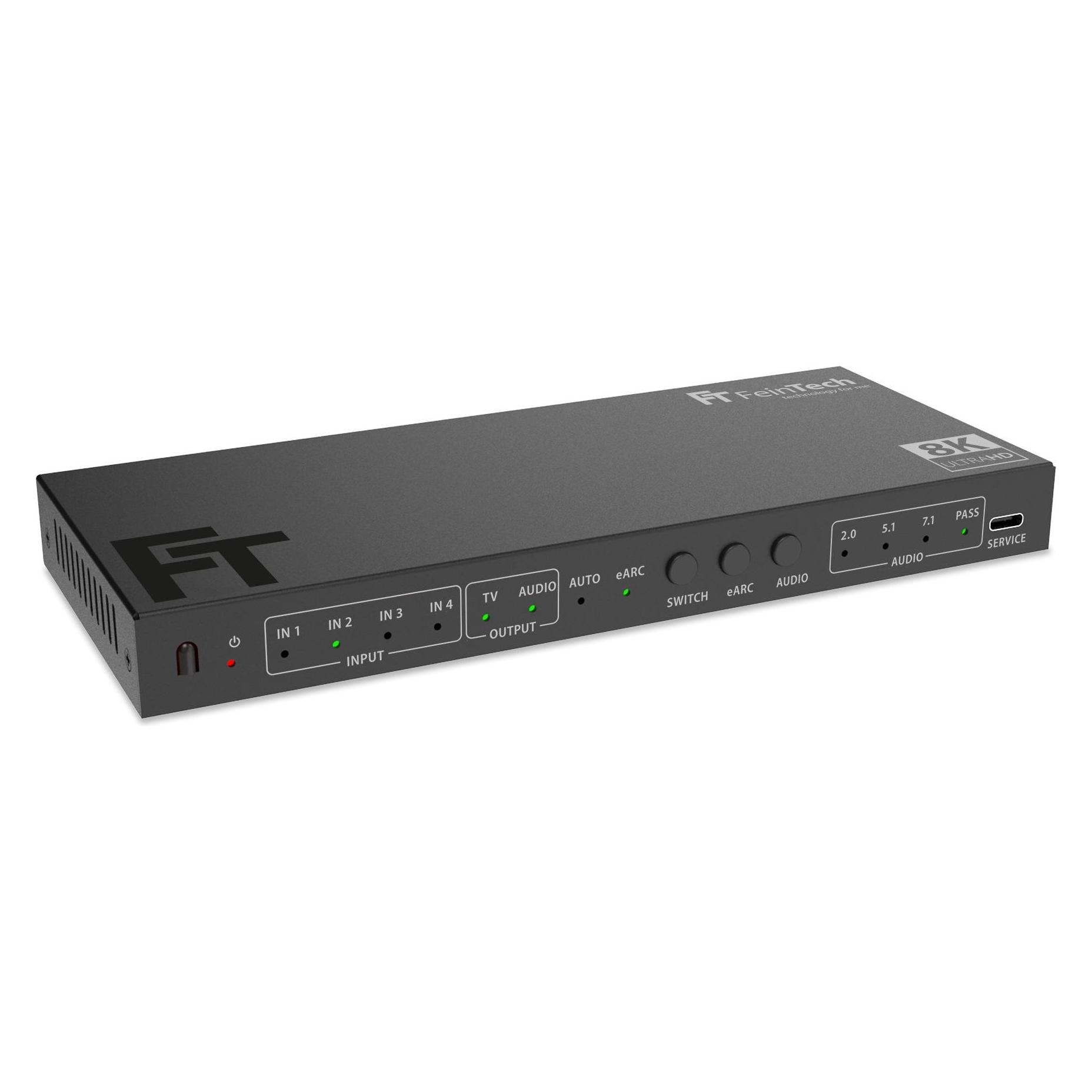 FeinTech SW411 HDMI 2.1 Switch 4 In 1 Out mit HDMI Audio Extractor (HDMI-Audio | Toslink | AUX) (60979521)