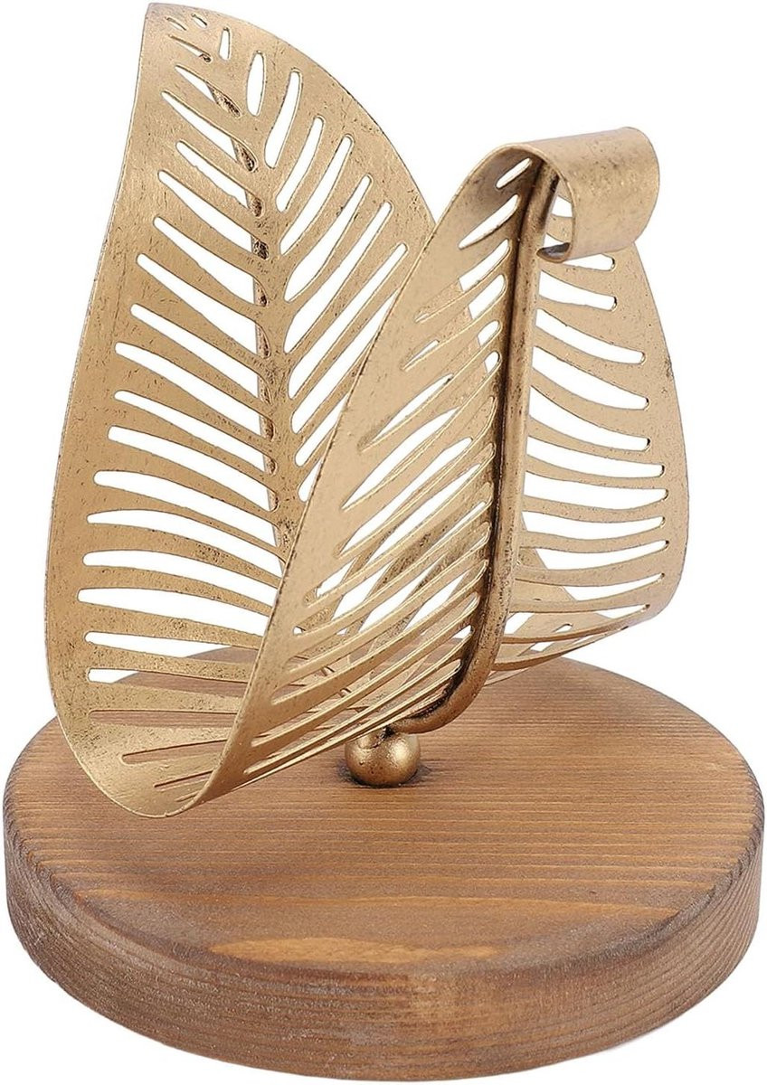 Servettenhouder Tafelblad Dispenser met Elegant Bladmotief in Brons