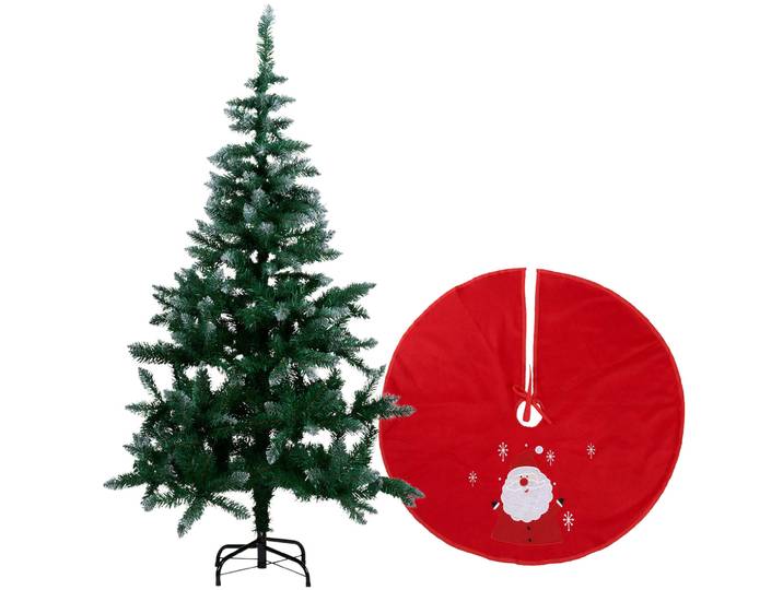 Künstlicher Weihnachtsbaum 150cm mit roter Christbaumdecke