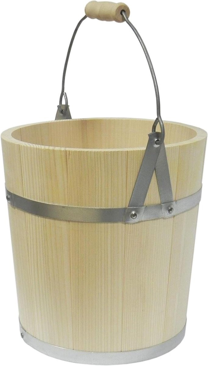 Handgemaakte houten emmer voor sauna decoratie, 12 liter, houtkleur