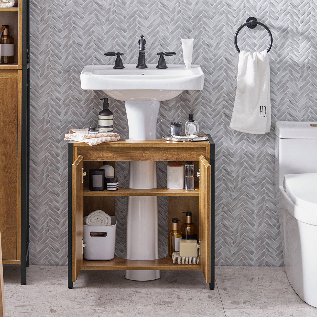 Borough Wharf Broomtown Freestanding Bathroom Storage Wood 60cm H X 60cm W X 30cm D