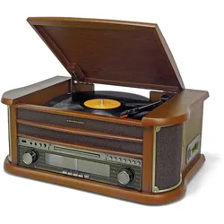 Soundmaster NR560 Nostalgie Stereoanlage Kompaktanlage Plattenspieler CD-Player MP3 USB Encoding Kassettenspieler 75-Ohm Anschluss
