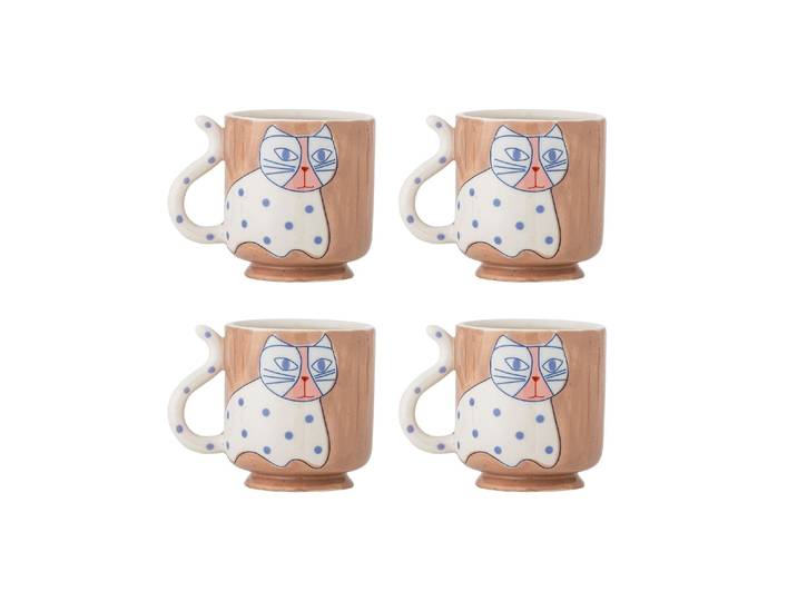 Tasse Missy 325 ml, 4 Stück , braun (braun, weiß), H:9,5cm, Steinzeug, Trinkgefässe, Tasse