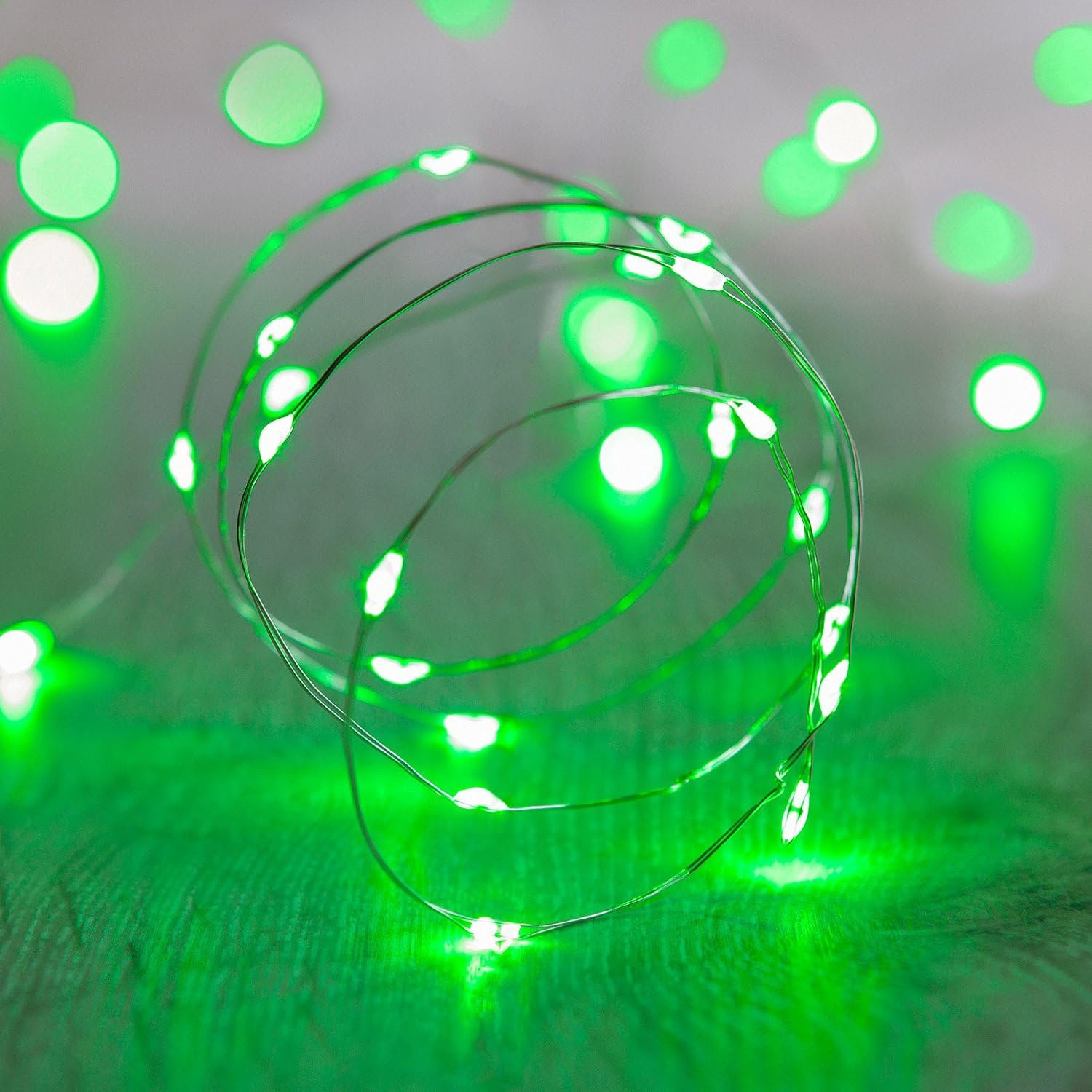Groene micro LED draad lichtketting op batterij