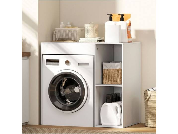 VUENOR Colonne de rangement au-dessus du lave-linge 96x60x90 5 cm blanc – rangement ouvert
