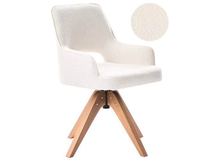 Beliani Esszimmerstuhl drehbar Bouclé Hellbeige Moravia, Beige, 56x83x66 cm, Esszimmer, Stühle