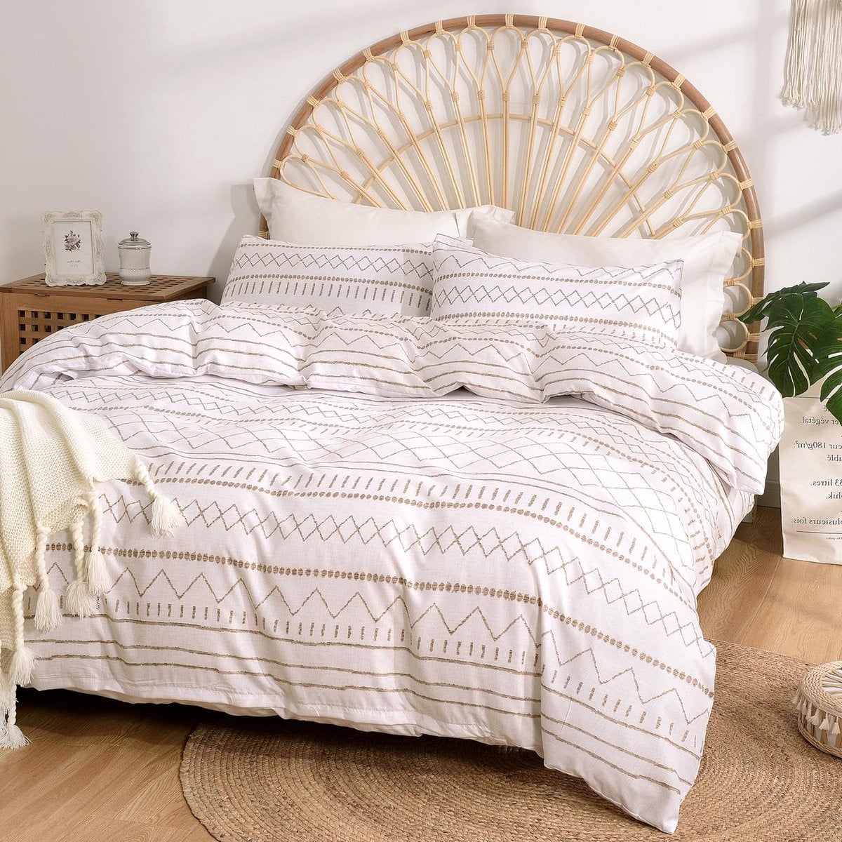 Unyqoos Dekbedovertrek met Boheems design en ritssluiting, 240 x 220 cm