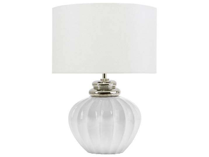 Beliani Tischleuchte Neris 33/33/45 cm, Silberfarben, Keramik, E27, 33x45x33 cm, Lampen & Leuchten, Innenbeleuchtung, Tischlampen