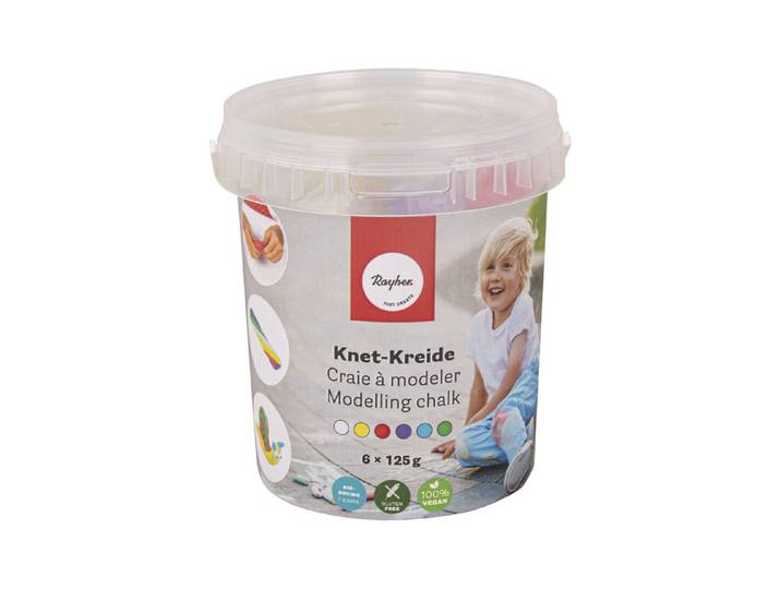 Knet-Kreide 6x125g, Eimer 750g