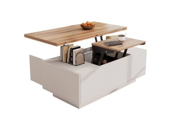 Table Basse Relevable double mécanisme de levage et espace de rangement dissimulé Grand espace de rangement