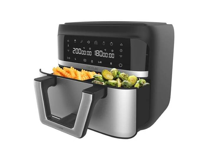 Cecotec Heteluchtfriteuse zonder olie - 9 liter deelbaar in 2 - Air Fryer Cecofry Dual 9000. 2850W, dieet en digitaal, touchpaneel, dubbele temperatuurregeling, 6 modi, PerfectCook-technologie