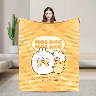 Shop Station Molang & Piupiu Flannel Throw Blanket Soft Cozy Cartoon Fleece Bed Throw For Sofa, Travel & Bedroom 6 29.92 40.16 In