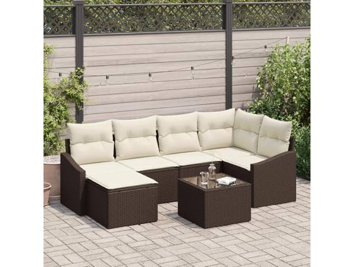 HEFZGDB 6-teiliges Garten Esszimmer Set mit Kissen Grau Poly Rattan, Wetterfestes Outdoor Möbel Set für Terrasse mit Bequemen Sitzplätzen und Modernem Design