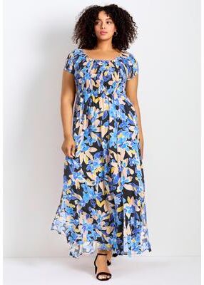 Plus Size Women's Raelynn Shirred Bodice Dress by Avenue in Sunshine Floral (Size 16)