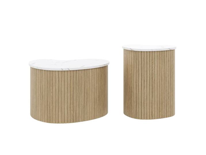 Tables basses gigognes bois naturel et effet marbre