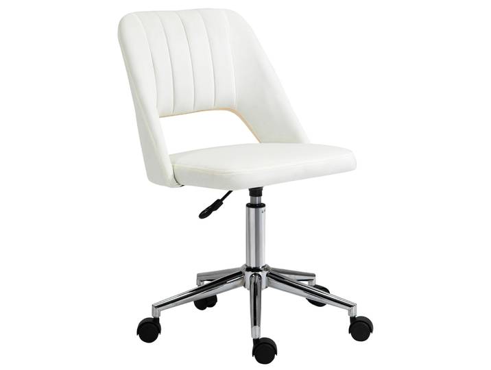 Vinsetto Bürostuhl Drehstuhl Jakobsmuschel-Form Samtartiges Polyester Cremeweiß
