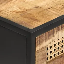 vidaXL Konsolentisch 100x35x75 cm Raues Mangoholz und Wiener Geflecht