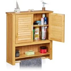 Relaxdays Hängeschrank LAMELL Bambus Hellbraun