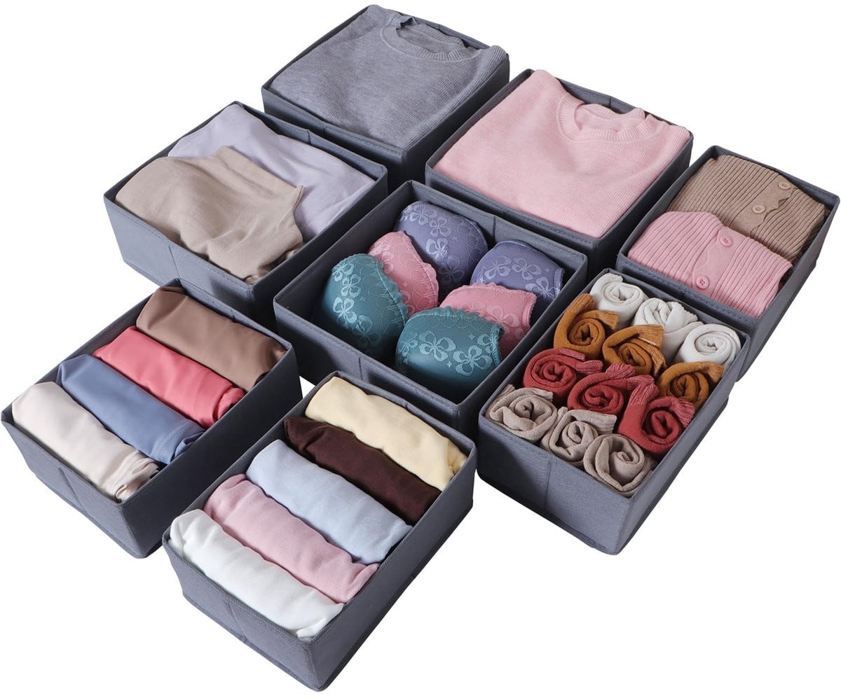 Unyqoos Set van 8 opvouwbare lade-organizers voor kledingkasten