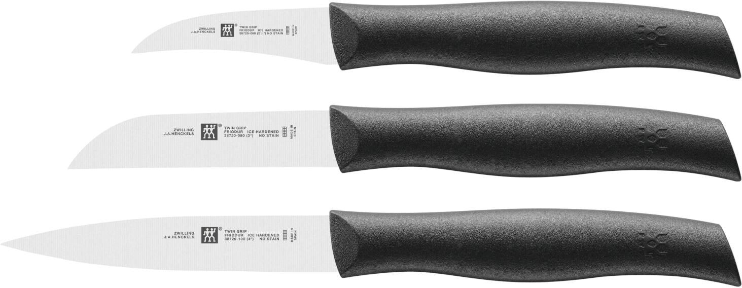 Kochmesser ZWILLING "Twin Grip 3-teilig", schwarz (silberfarben, schwarz), Edelstahl, Stahl, Kochmesser, Kochmesser silberfarben, schwarz Einheitsgröße