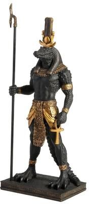 Veronese Design 11.42 inches Height Polyresin Sobek - Egyptian God of the Nile Black and Gold Finish Figurine