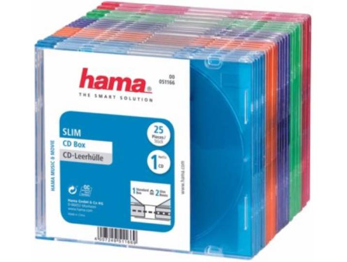 Hama - Boite À Cd/Dvd Slim Cd Pack De 25 Différents Coloris