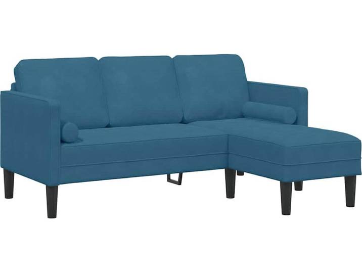 vidaXL Ensemble canapé avec coussins Bleu Polyester
