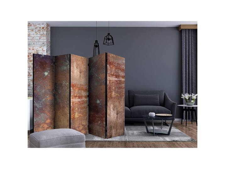 Paravent Rusty Plate Fleece Braun 225 x 172 x 3cm