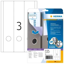 HERMA Ablösbare Ordneretiketten A4 61x297 mm weiß Movables/ablösbar Papier matt blickdicht 75 St.