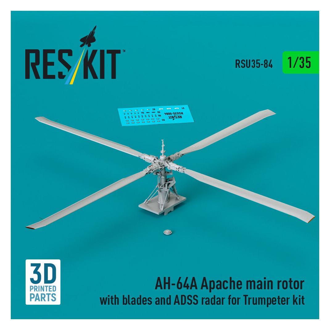 ResKit AH-64A Apache main rotor with blades and ADSS radar for Trumpeter kit (3D Printed) (RSU35-0084)