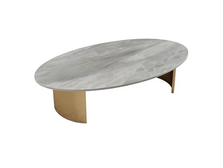2WFYJNITP Wohnzimmer Moderner elliptischer Couchtisch mit Felsplatte for Zuhause Mittelstück(Grigio,Klein)