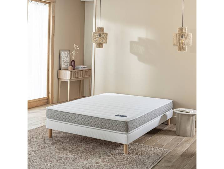 Ensemble sommier et matelas 120x190 cm mousse ferme Terre de Nuit Sérénité 2.0 Blanc
