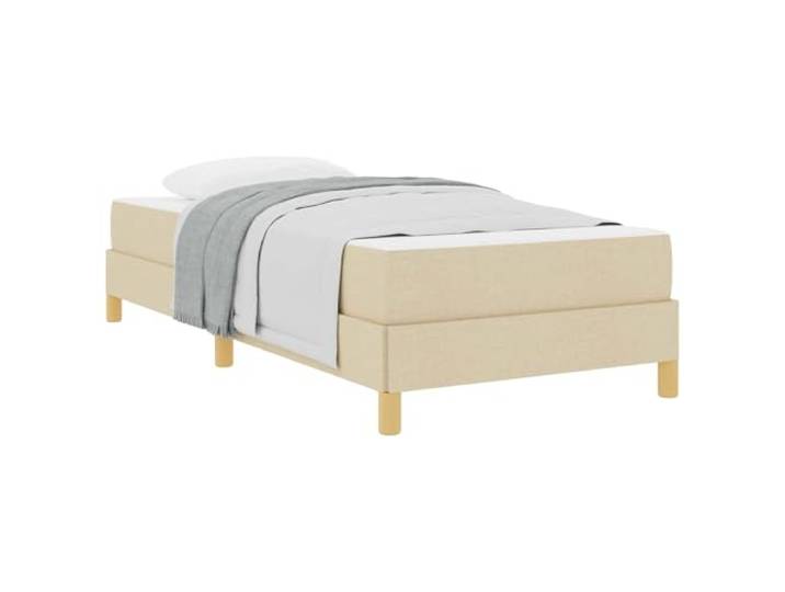 PUGYNBK Boxspringbett, 80 x 200 cm, mit cremefarbener Matratze Lattenrost aus Holz, Taschenfederkerne, mittlere Festigkeit, schwarze Beine, modernes Schlafzimmer