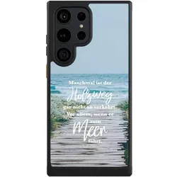 Nivocase Hülle für Samsung Galaxy S23 Ultra Handyhülle NIVOcore Case Schwarz Statement Strand Spruch (Samsung Galaxy S23 Ultra), Smartphone Hülle, Schwarz