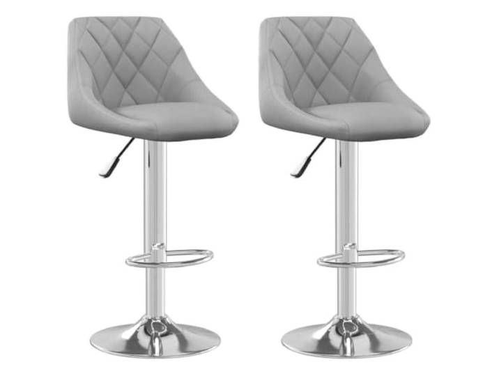 Barhocker, Velours, grau, 2-teilig, verchromter Stahl, höhenverstellbar Leichtgängiges Gasheben, freie Rotation, integrierte Fußstütze, verchromte Robustheit, kuscheliger Komfort