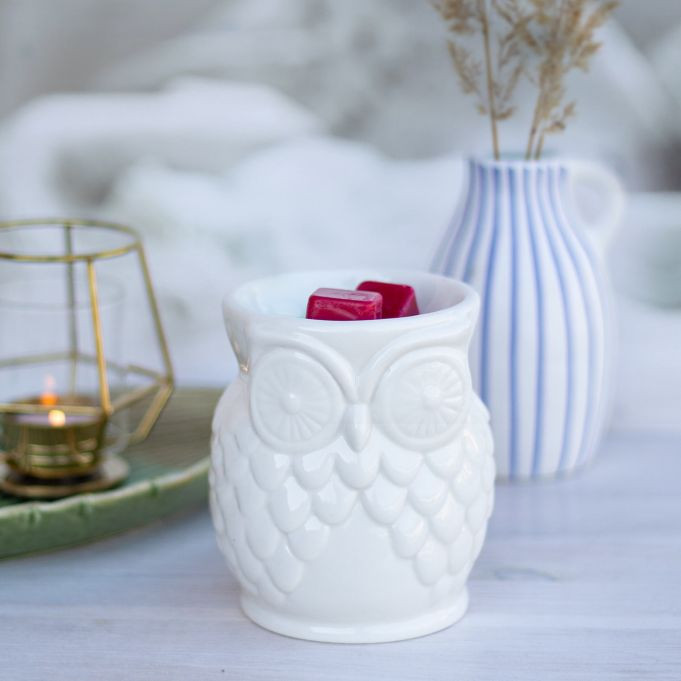 Candle Brothers Geurlamp Uil - Wit Keramiek