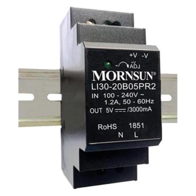 Mornsun Industrielles DIN-Schienen-Netzteil - Einzelausgang - 30 W - 24 V - 1.5 A (LI30-20B24PR2)