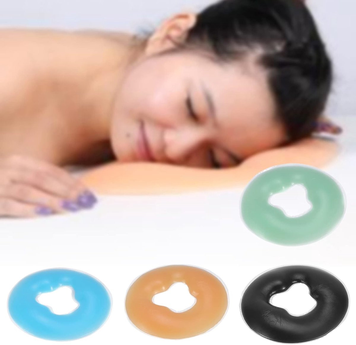 Zacht siliconen gezichtskussen voor massagebed, beige hoofdsteun voor SPA-massage