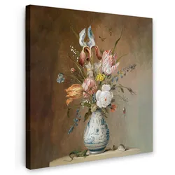 LEINWANDBILD Alte Meister - Blumen - Balthasar van der Ast Deko Wohnzimmer 20x20 cm