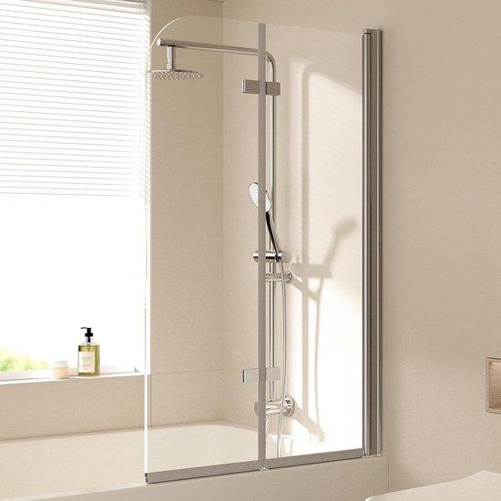 Famanu Faltbare Duschwand für Badewanne 100 x 140 cm - 6 mm Sicherheitsglas