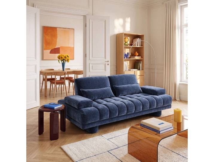 HABITAT - Canapé 3 places en tissu avec dossier avance-recule - Bleu marine - Polane