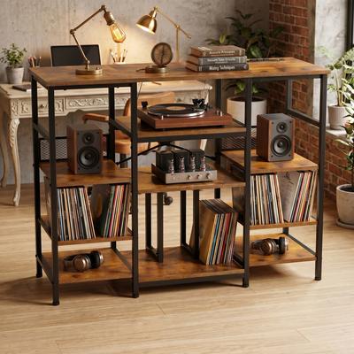 "Garvee 3‑Tier Wooden Media Storage Shelf - 15.75""D x 44.09""W x 33.15""H"