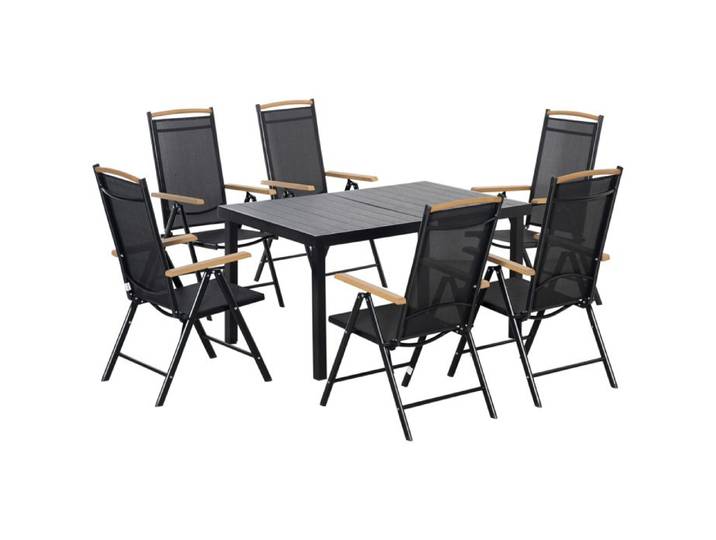 Ensemble de jardin pliable - - Table 140x90x74 cm - 6 chaises pliables - Dossier réglable 7 positions