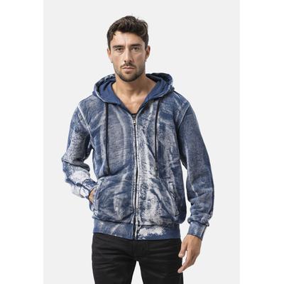 Sweatjacke CIPO & BAXX "Sweatjacke", Herren, Gr. XXL, blau, 100% Baumwolle, bedruckt, regular fit normal, Sweatjacken Sweatjacke, mit Kaputze