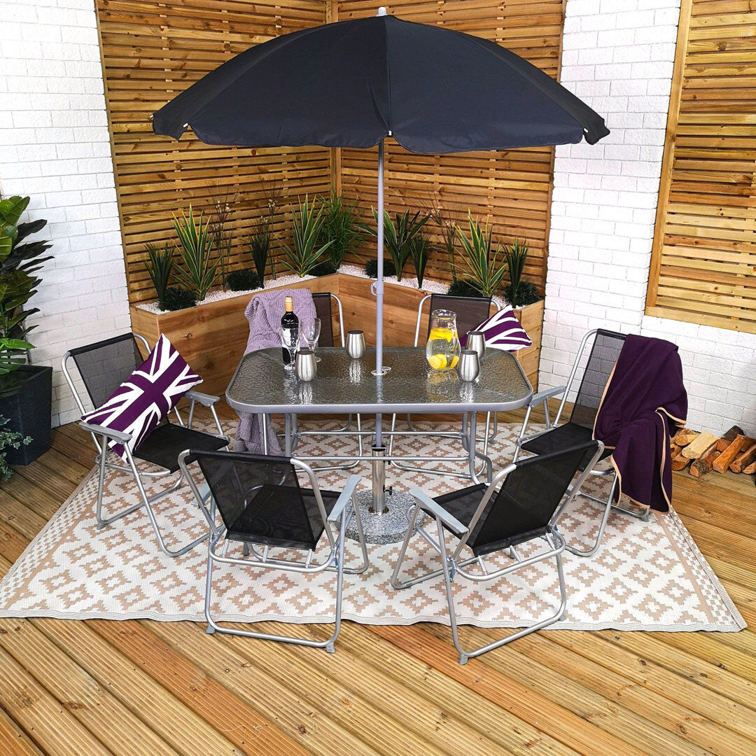 Dakota Fields Chaddy 6 - Person Patio Dining Set Table, Gray 6